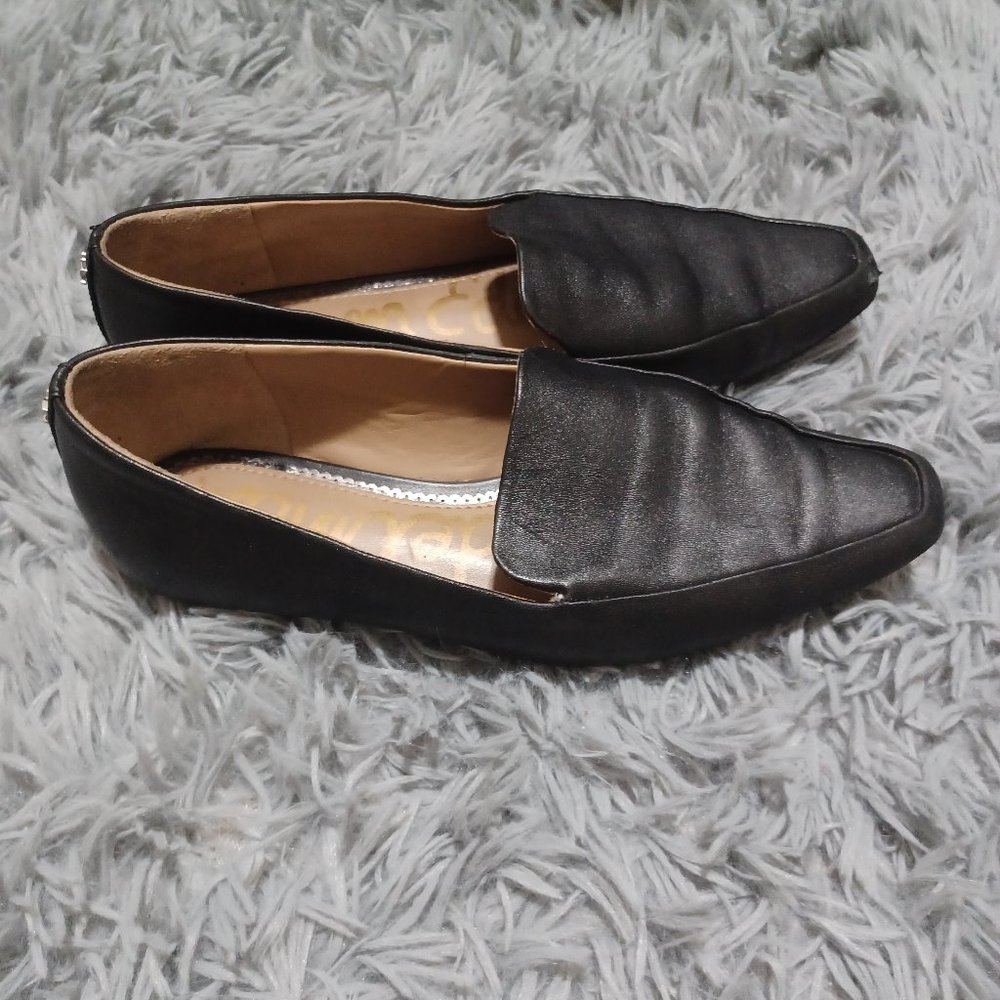 Sam Edelman Black Pointed Square Toe Leather Loafers Womens Size 6.5